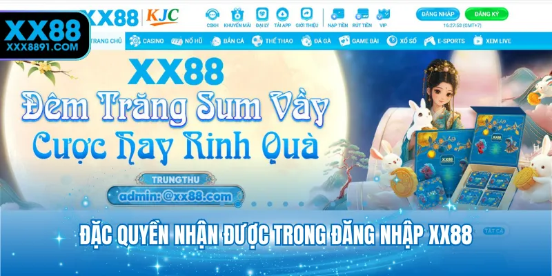 Đặc quyền nhận được trong đăng nhập XX88